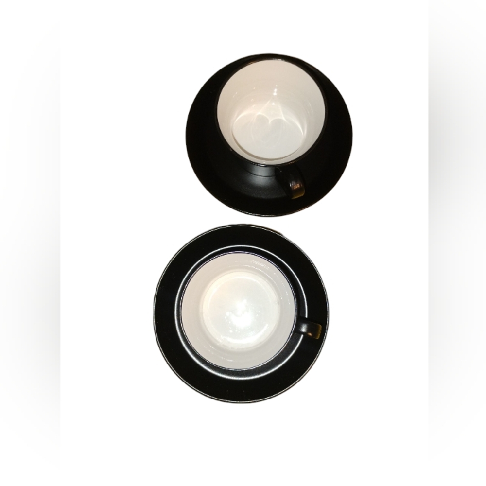 Mikasa Studio Craft Black with white Espresso Drinkware Tea Set of Two